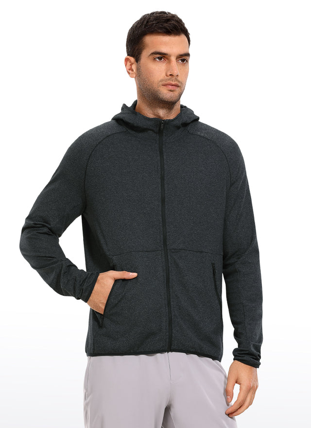 Brushed Full Zip Hoodie - Black Heather