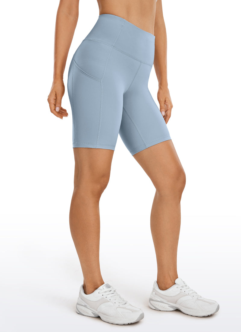 CRZ YOGA Womens Naked Feeling Light Biker Shorts with Pockets 8 Inches -  High Waisted Workout Athletic Running Yoga Shorts : : Clothing