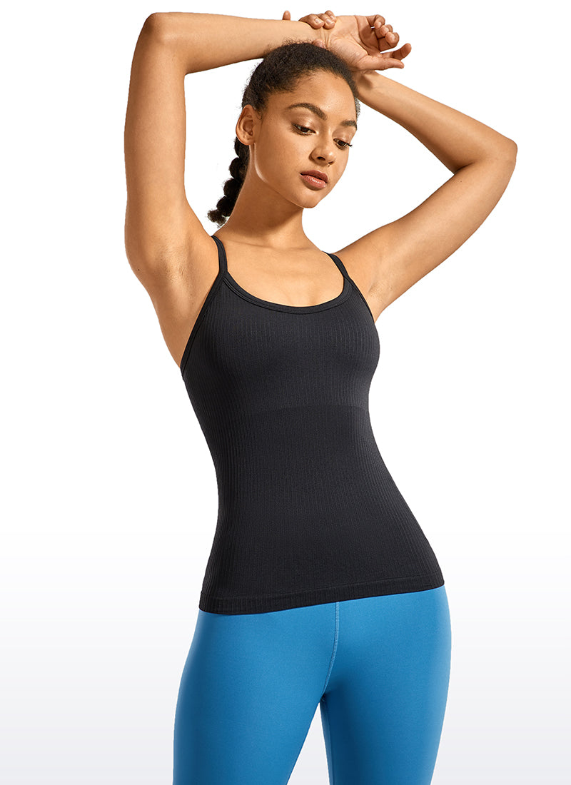 CRZ YOGA Women's Yoga Slim Fit Tops Seamless Built-in Bra Tank Y-back