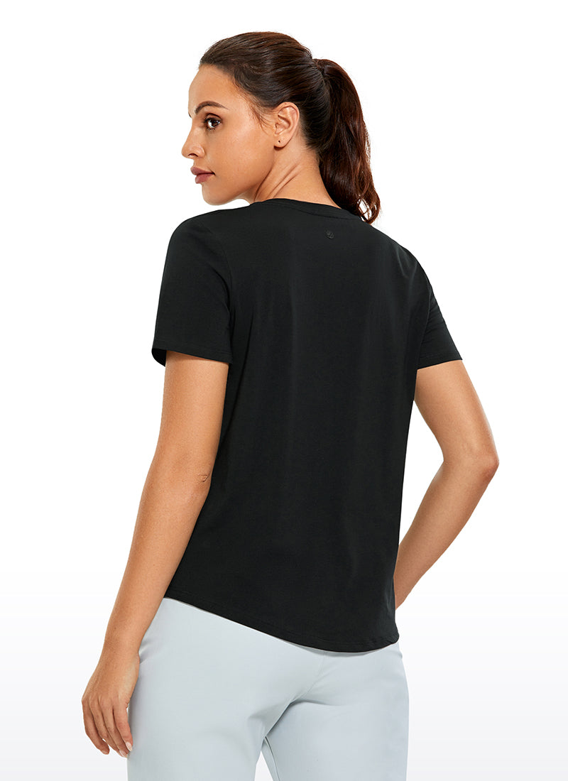 Pima Cotton Yoga Short Sleeves V-Neck