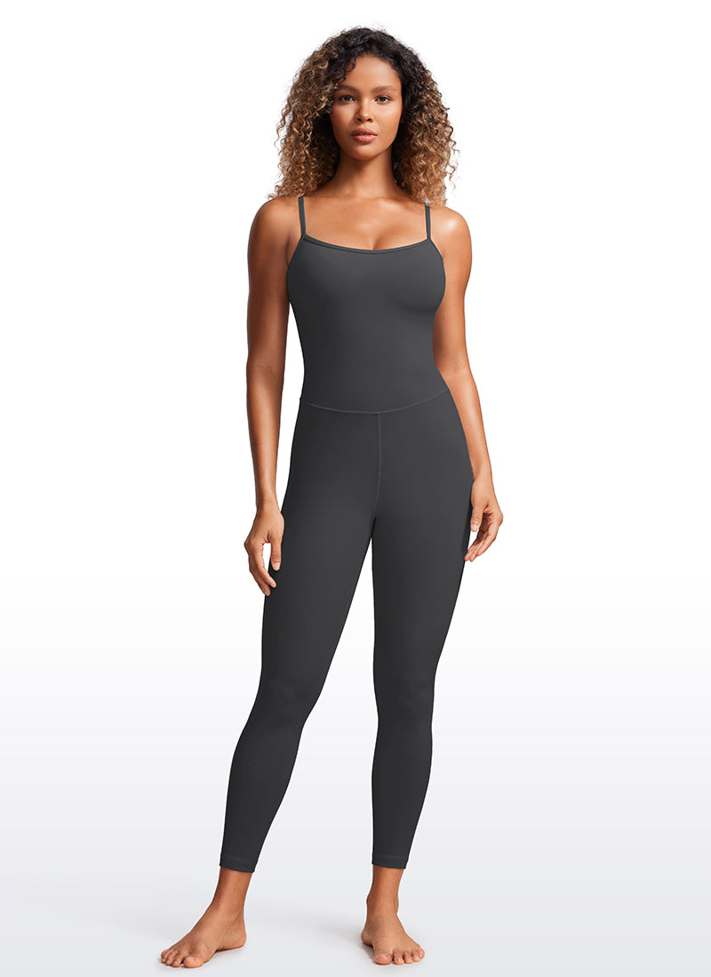 CRZ YOGA Women's Yoga Tight Fit Flare Jumpsuits Build-in Bra Bodysuits