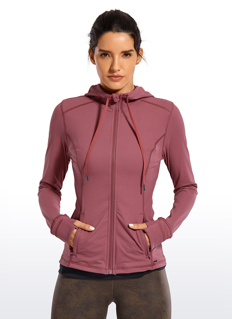 CRZ YOGA Women's Full Zip Hooded Workout Jackets Slim Fit Sports